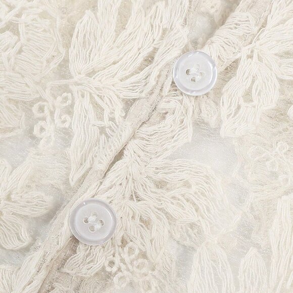 Apricot Casual Women's Elegant  Lace Sheer long sleeve Blouse - Picture 9 of 9